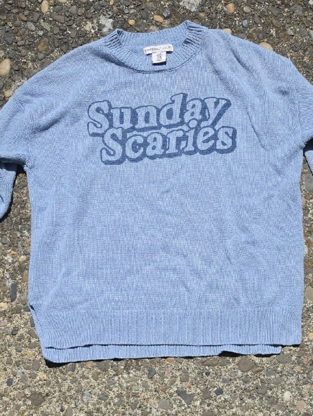 Sincerely Jules Light Blue 'Sunday Scaries' Crewneck Sweater - Juniors